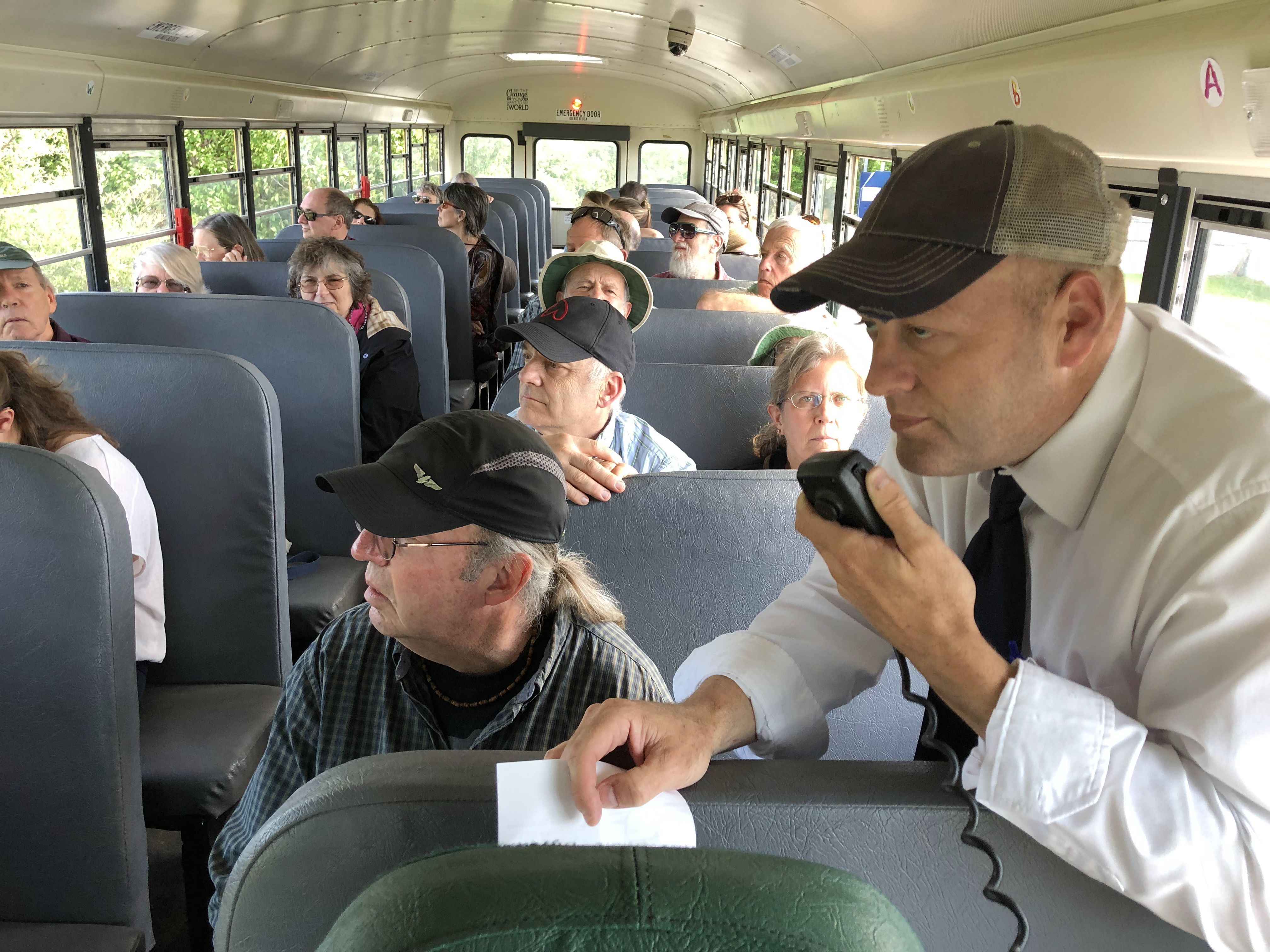 North Smithfield Town Planner Tom Kravitz speaking to the solar-siting bus tour participants.